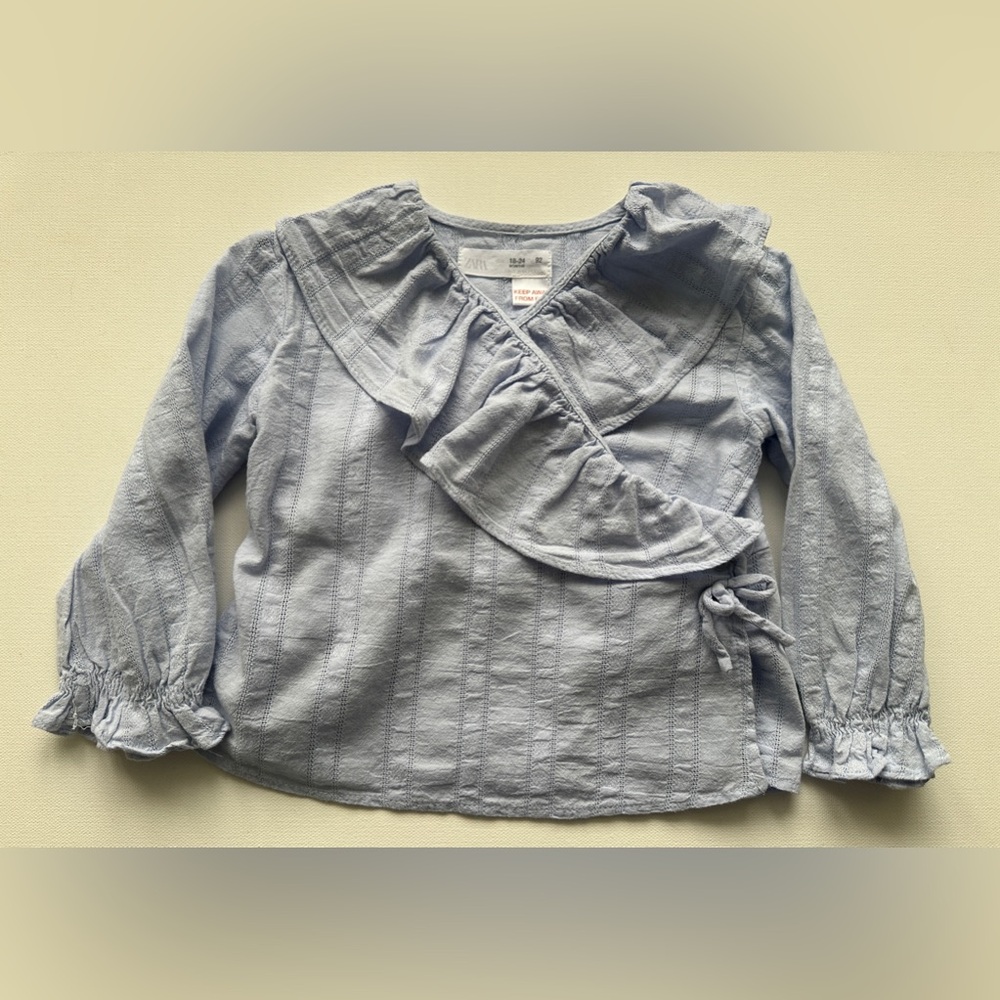 Zara girl’s blue wrap from ruffle blouse | Size 18-24M.